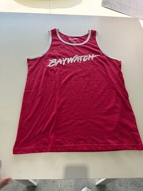 Baywatch Men's Red Tank Top with White Trim L